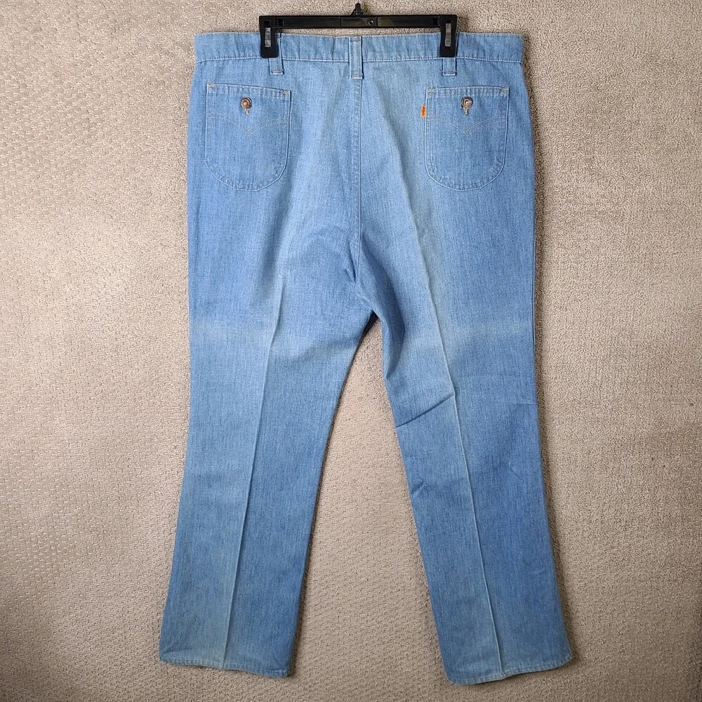 Vintage 70s Levis Jeans Mens‎ 42x32 Blue Light Wash Denim Embroidered 564